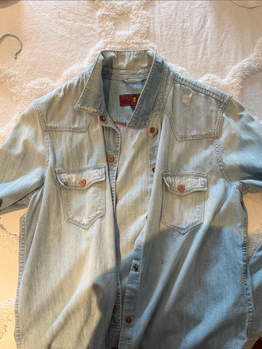 7 Jean Light Wash Denim Button-Up Shirt